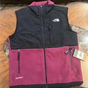 The North Face Black and Burgundy Vest